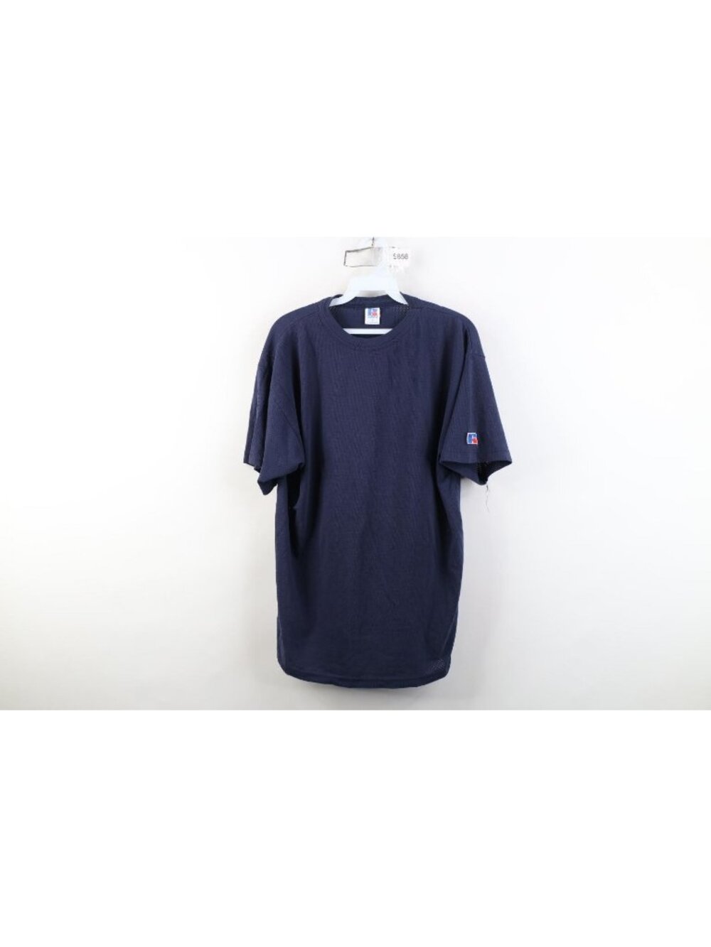 Vtg 90s Russell Athletic Mens Large Faded Blank Mesh Short Sleeve T-Shirt USA